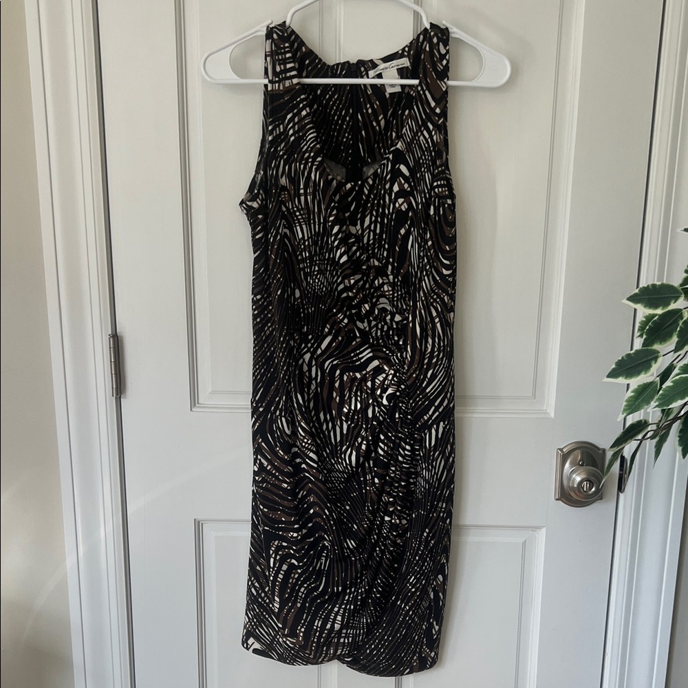 Kenneth Cole New York Black and Brown Midi Dress